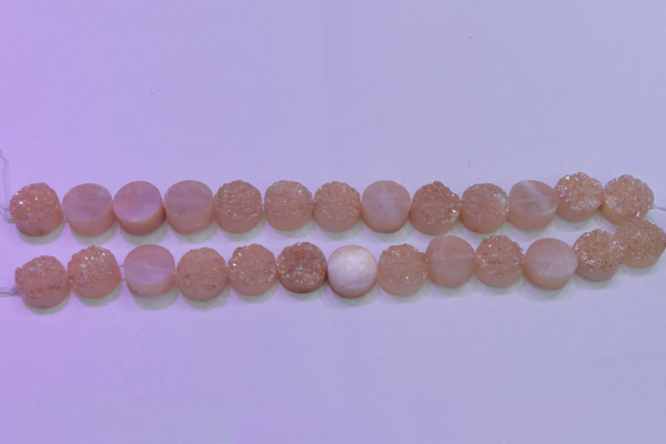 CAG8371 7.5 inches 18mm coin champagne plated druzy agate beads