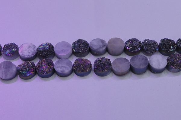 CAG8384 7.5 inches 20mm coin rainbow plated druzy agate beads