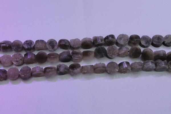 CAG8431 15.5 inches 12mm coin grey druzy agate gemstone beads