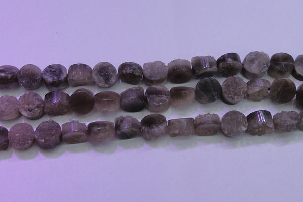 CAG8433 15.5 inches 16mm coin grey druzy agate gemstone beads