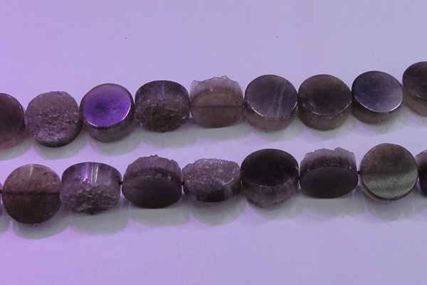 CAG8437 15.5 inches 25mm coin grey druzy agate gemstone beads