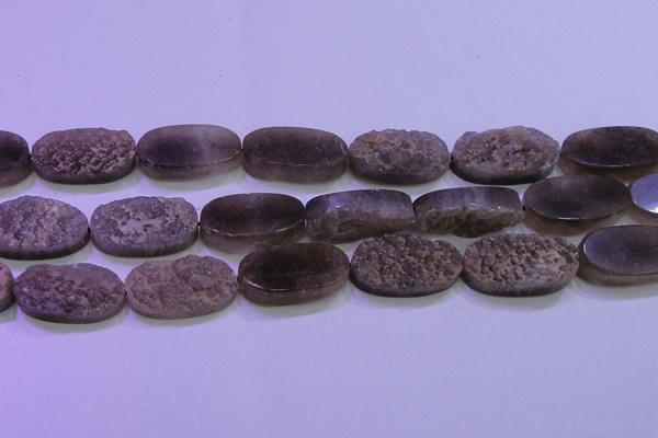 CAG8447 15.5 inches 15*30mm oval grey druzy agate gemstone beads