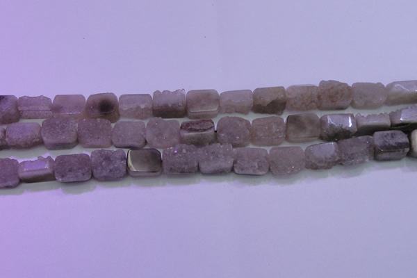 CAG8451 15.5 inches 10*14mm rectangle grey druzy agate gemstone beads