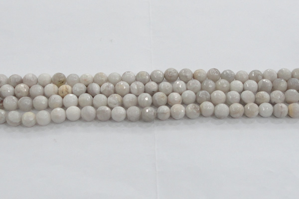 CAG8516 15.5 inches 10mm faceted round grey agate beads wholesale