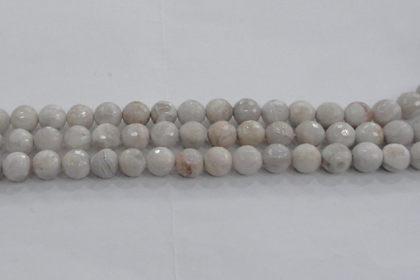 CAG8518 15.5 inches 14mm faceted round grey agate beads wholesale