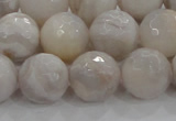 CAG8519 15.5 inches 16mm faceted round grey agate beads wholesale