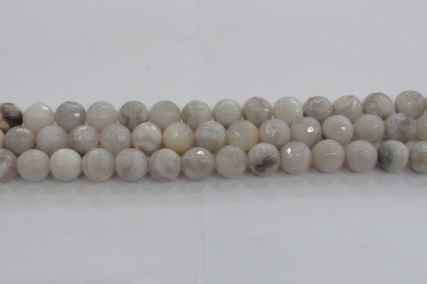 CAG8519 15.5 inches 16mm faceted round grey agate beads wholesale