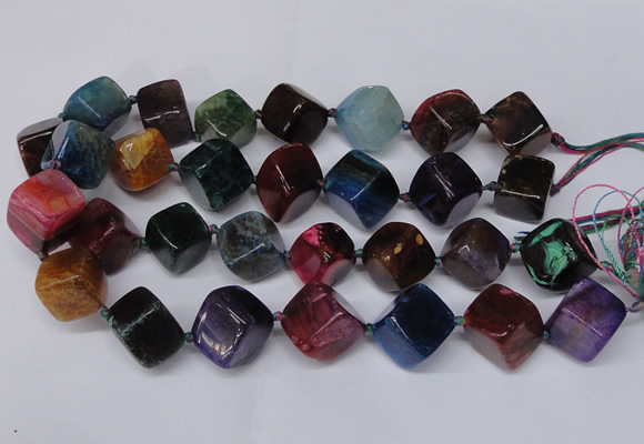 CAG8577 15.5 inches 15*16mm - 17*18mm cube dragon veins agate beads