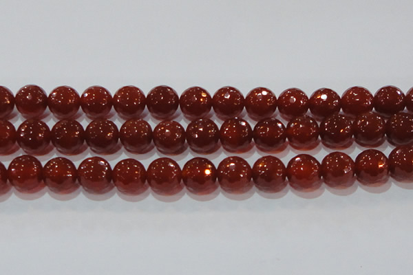 CAG8597 15.5 inches 20mm faceted round red agate gemstone beads