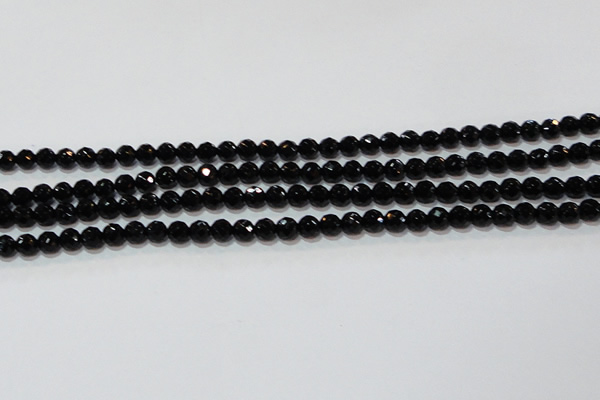 CAG8610 15.5 inches 6mm faceted round black agate gemstone beads