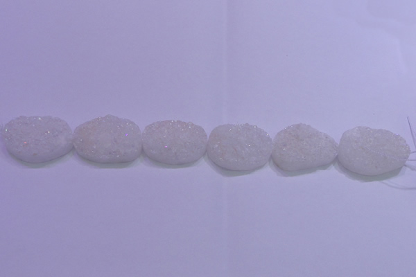CAG8665 7.5 inches 22*30mm freeform white plated druzy agate beads