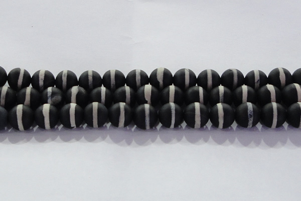 CAG8693 15.5 inches 12mm round matte tibetan agate gemstone beads