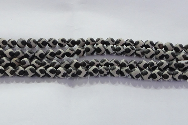 CAG8696 15.5 inches 8mm round matte tibetan agate gemstone beads