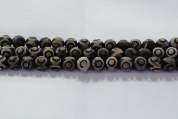CAG8703 15.5 inches 12mm round matte tibetan agate gemstone beads