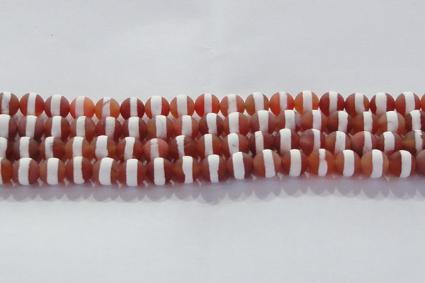 CAG8707 15.5 inches 10mm round matte tibetan agate gemstone beads