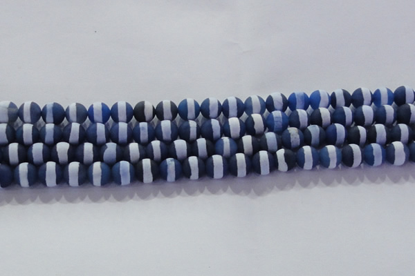 CAG8716 15.5 inches 8mm round matte tibetan agate gemstone beads