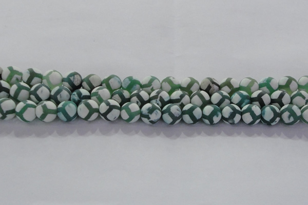 CAG8722 15.5 inches 10mm round matte tibetan agate gemstone beads