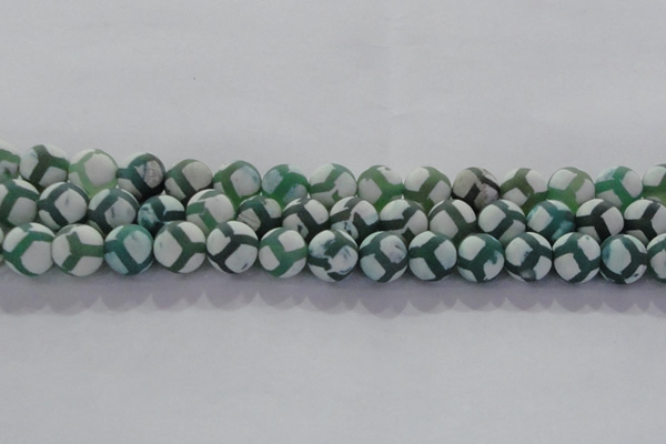 CAG8723 15.5 inches 12mm round matte tibetan agate gemstone beads