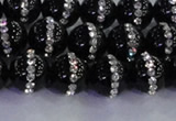 CAG8816 15.5 inches 8mm round agate with rhinestone beads