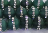 CAG8838 15.5 inches 12mm round matte agate with rhinestone beads