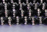 CAG8855 15.5 inches 6mm faceted round agate with rhinestone beads