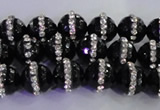 CAG8856 15.5 inches 8mm faceted round agate with rhinestone beads