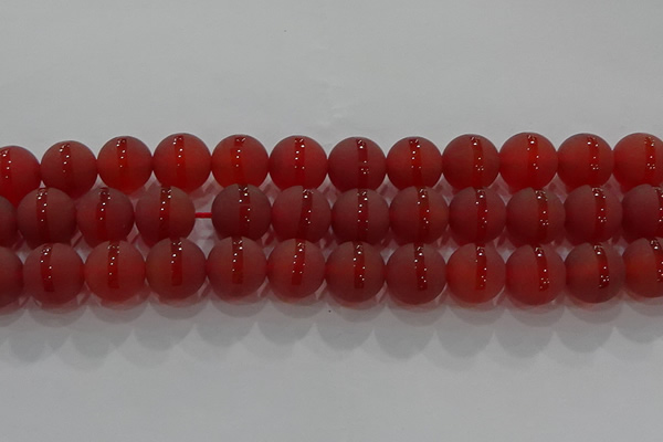 CAG8904 15.5 inches 12mm round matte red agate beads wholesale