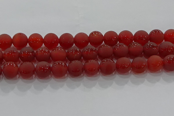 CAG8909 15.5 inches 10mm round matte red agate beads wholesale
