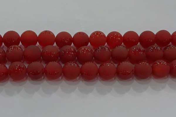 CAG8910 15.5 inches 12mm round matte red agate beads wholesale