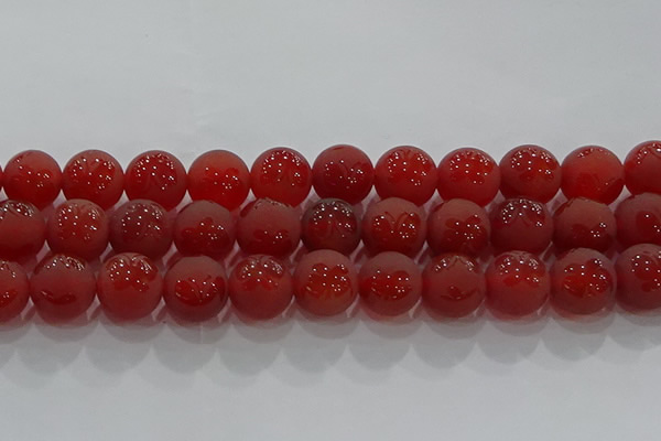 CAG8916 15.5 inches 12mm round matte red agate beads wholesale