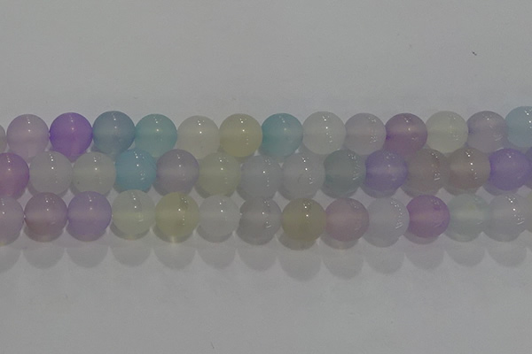 CAG8932 15.5 inches 8mm round matte colorful agate beads wholesale