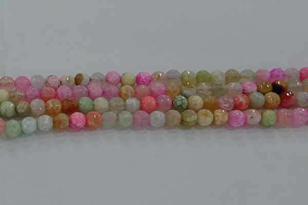CAG8948 15.5 inches 6mm faceted round fire crackle agate beads