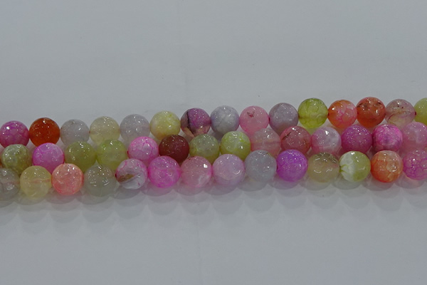 CAG8949 15.5 inches 8mm faceted round fire crackle agate beads