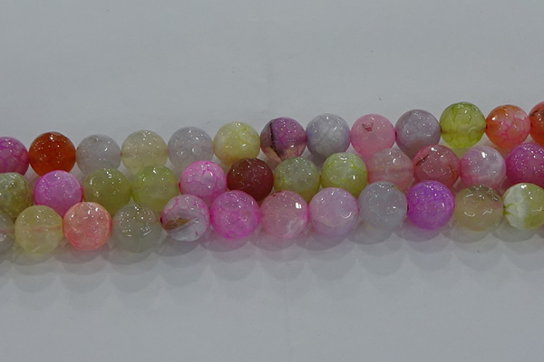 CAG8950 15.5 inches 10mm faceted round fire crackle agate beads
