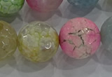 CAG8953 15.5 inches 16mm faceted round fire crackle agate beads