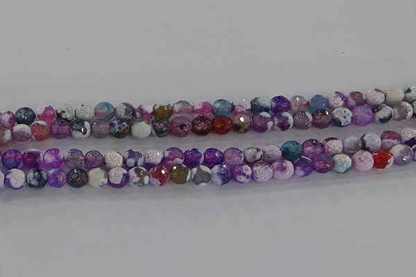 CAG8955 15.5 inches 6mm faceted round fire crackle agate beads