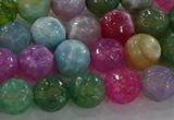 CAG8956 15.5 inches 8mm faceted round fire crackle agate beads