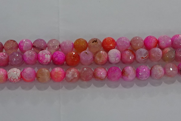 CAG8965 15.5 inches 10mm faceted round fire crackle agate beads