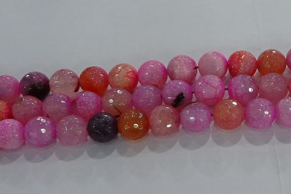 CAG8968 15.5 inches 16mm faceted round fire crackle agate beads