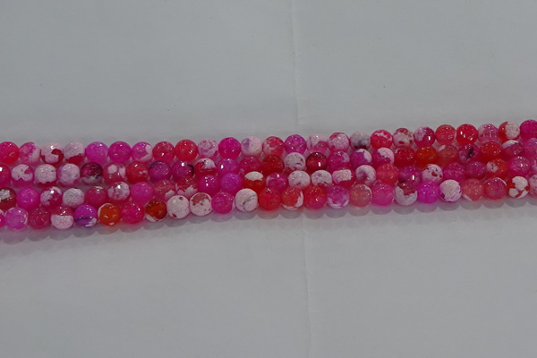 CAG8970 15.5 inches 4mm faceted round fire crackle agate beads