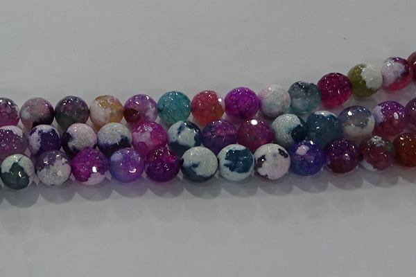 CAG8992 15.5 inches 16mm faceted round fire crackle agate beads