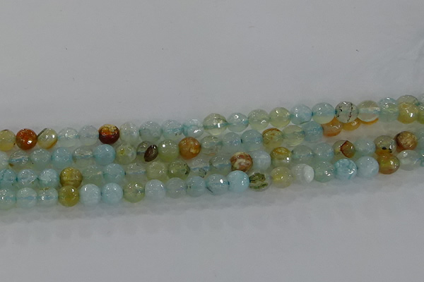 CAG8994 15.5 inches 6mm faceted round fire crackle agate beads