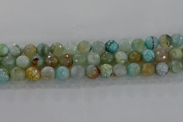 CAG8995 15.5 inches 8mm faceted round fire crackle agate beads