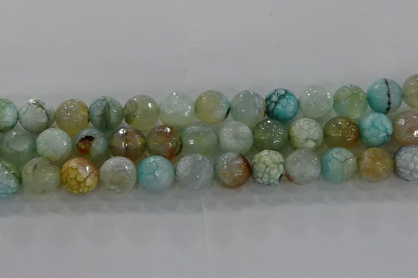 CAG8997 15.5 inches 12mm faceted round fire crackle agate beads