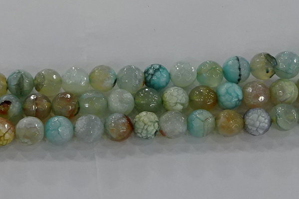 CAG8998 15.5 inches 14mm faceted round fire crackle agate beads