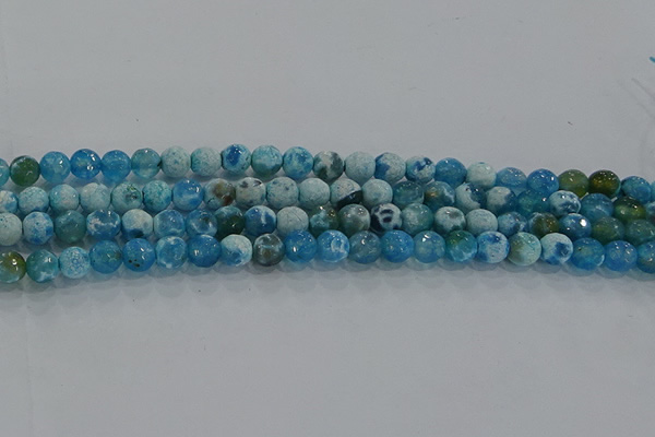 CAG9000 15.5 inches 6mm faceted round fire crackle agate beads