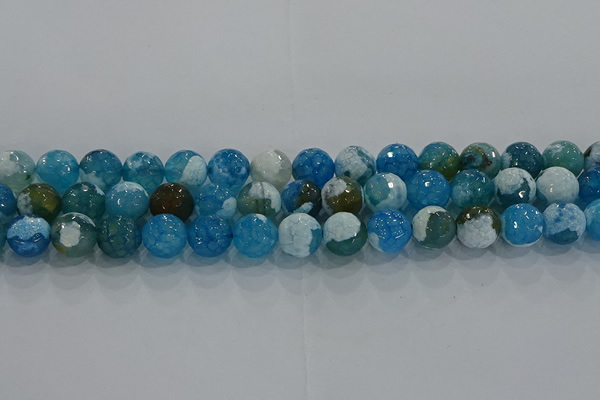 CAG9001 15.5 inches 8mm faceted round fire crackle agate beads