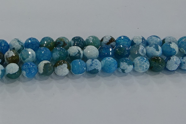 CAG9003 15.5 inches 12mm faceted round fire crackle agate beads