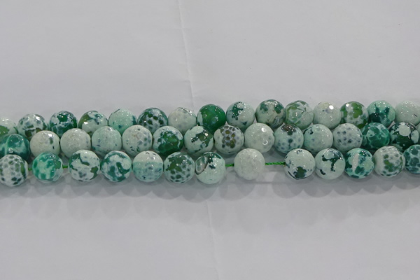 CAG9009 15.5 inches 10mm faceted round fire crackle agate beads