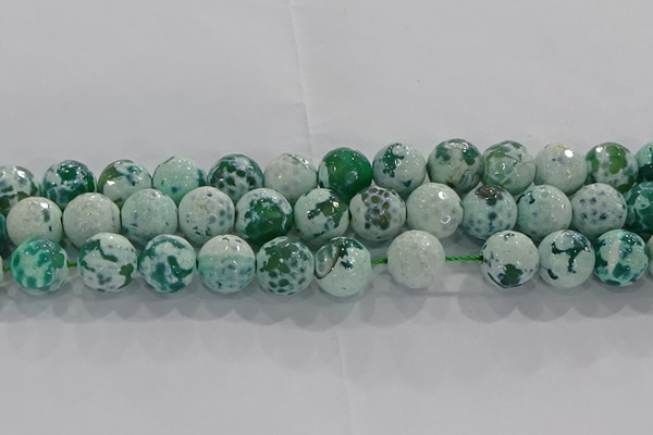 CAG9010 15.5 inches 12mm faceted round fire crackle agate beads